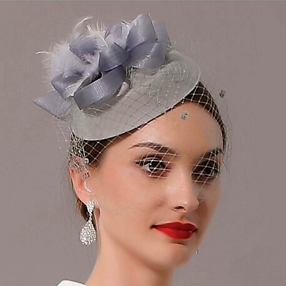 Beloved Grey Pillbox Mesh Veil Fascinator Kentucky Derby Tea Party Brunc…